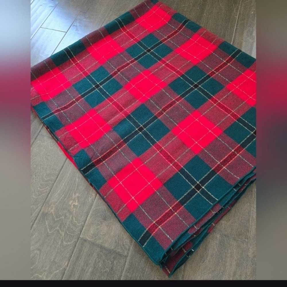 Vintage Red, Green, Gold Vintage Square tablecloth by Vera Neumann